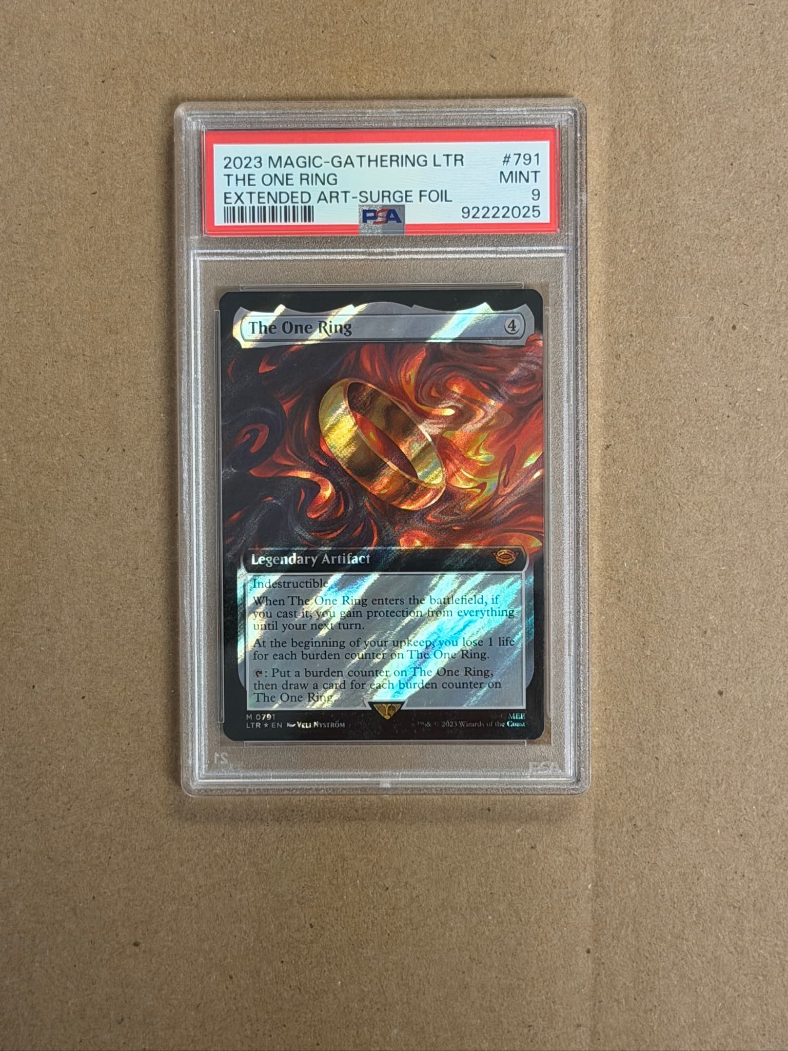 MtG Lord of the Rings The One Ring Surge Foil PSA 9